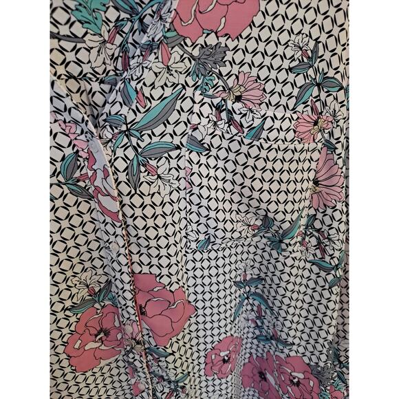 Candies Grandma Chic Floral with Front Ruffle Button Up Shirt Size 2XL - Picture 3 of 7